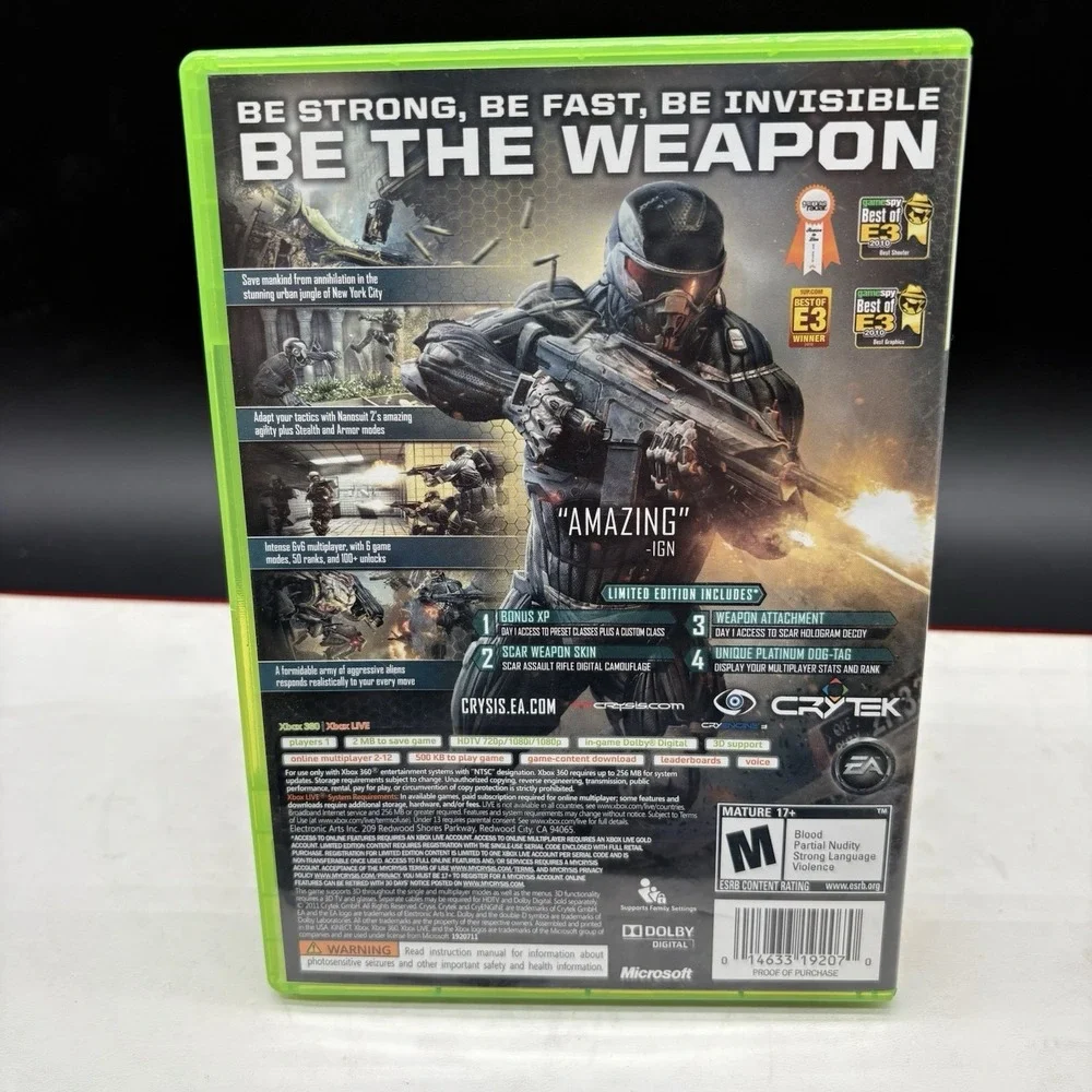Crysis 2 -- Limited Edition (Microsoft Xbox 360, 2011) CIB Excellent